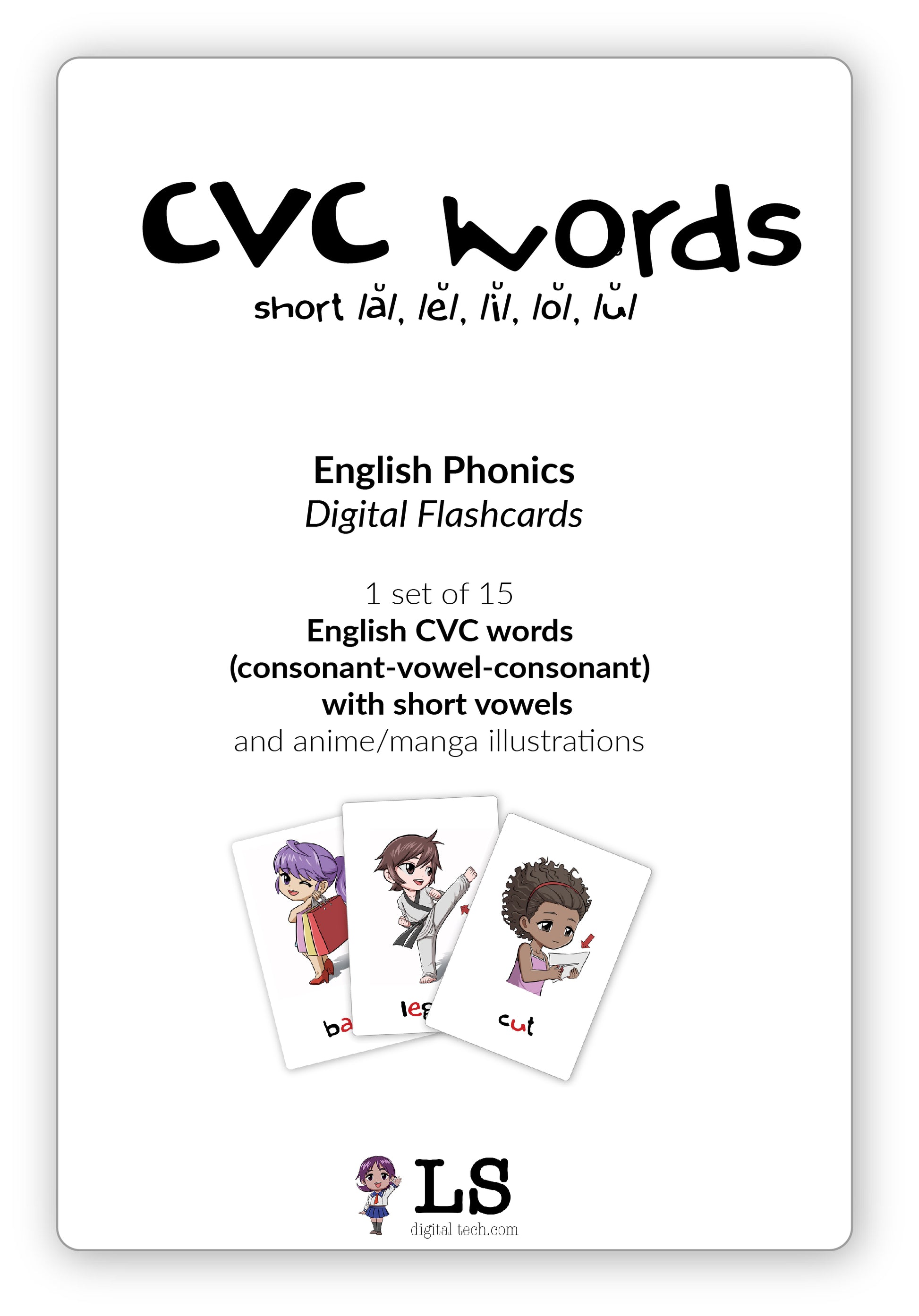 English CVC Words + Short Vowels Phonics Flashcards-FREE SAMPLE SET - lsdigitaltech